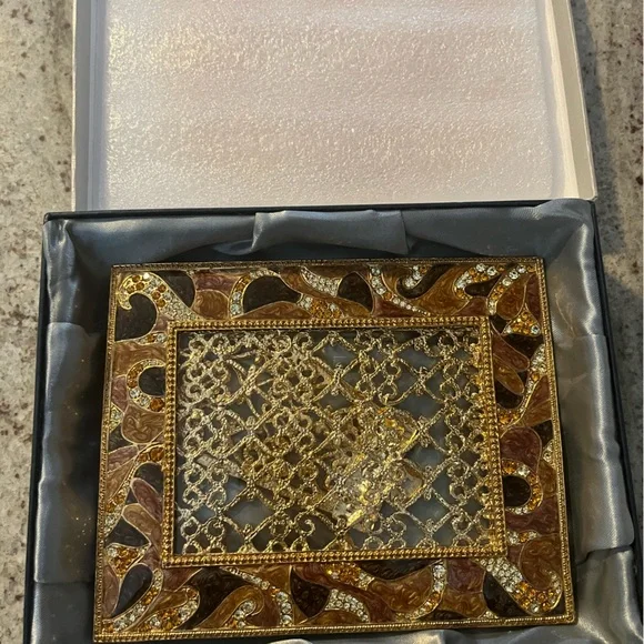 RARE Ciel Collectable Metal Swarovski Crystal Enamel & Jewel Photo Picture Frame